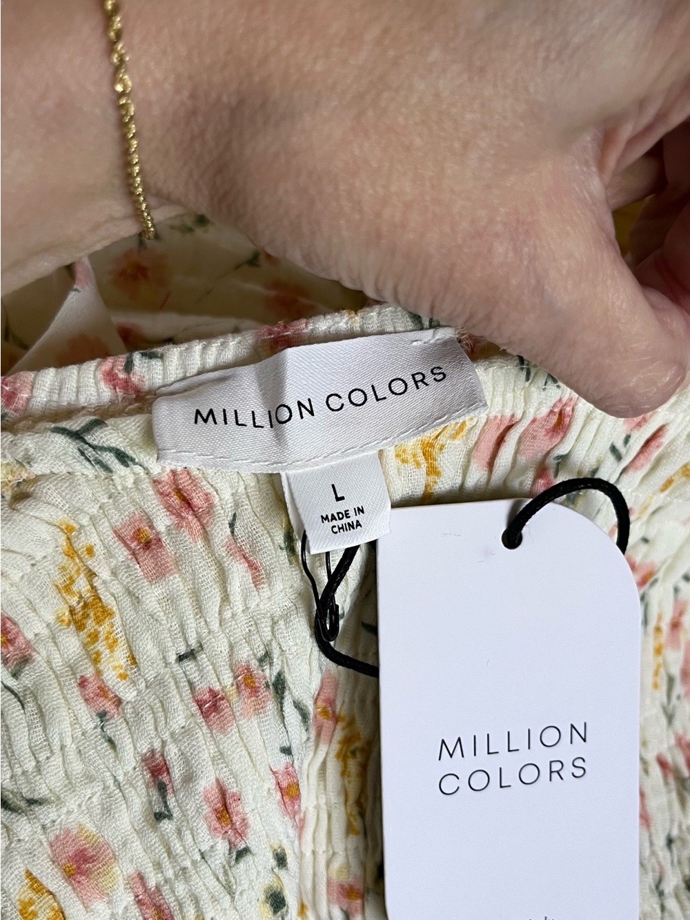 NWT Million Colors Cotton Floral Dress Large - Picture 2 of 4